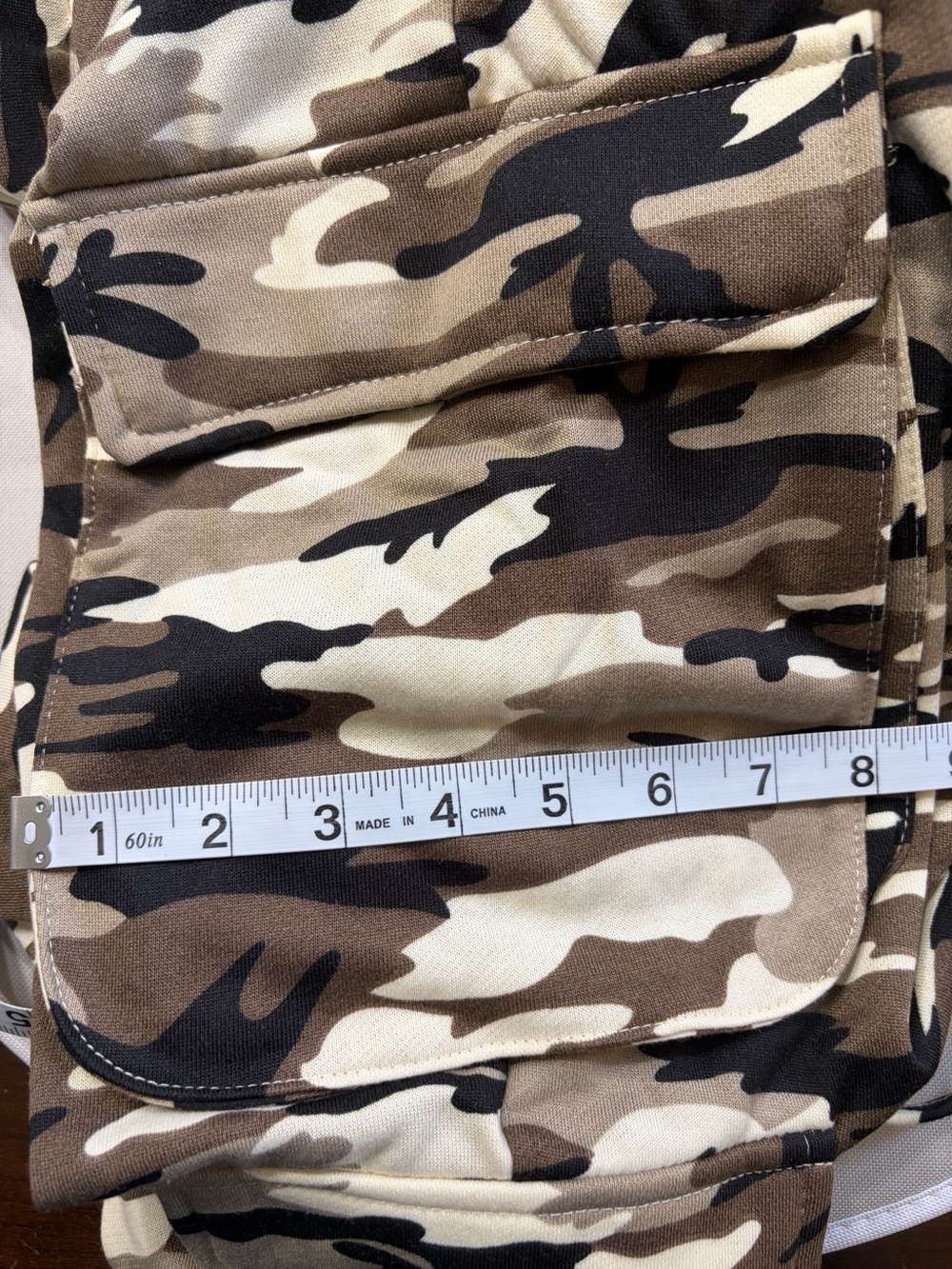 DAVI & DANI Brown Cream Camo French Terry Cargo Adjustable Ankle Hem Pants NWT - Picture 6 of 7